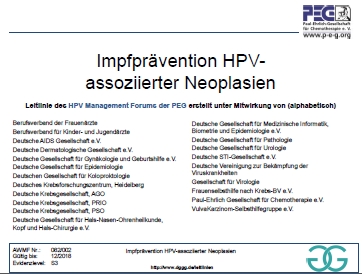 Dia-Version: Leitlinie des HPV Management Forums der PEG